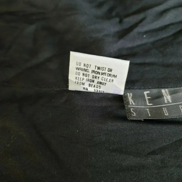 Kenar Black vest  Jacket Sleeveless With front Bead  Size S Buttons Down women's - Picture 8 of 8